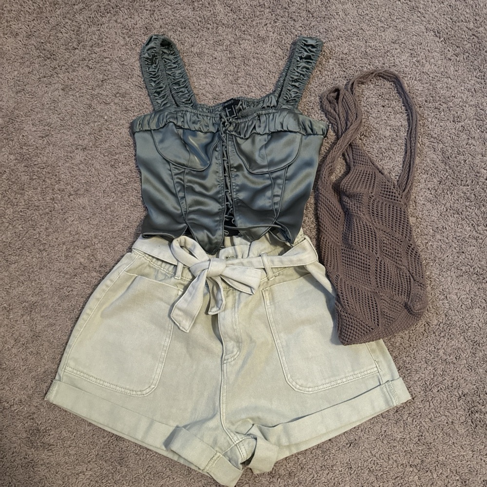 Forever 21 Green Corset Top